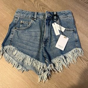 High waisted denim jeans shorts
